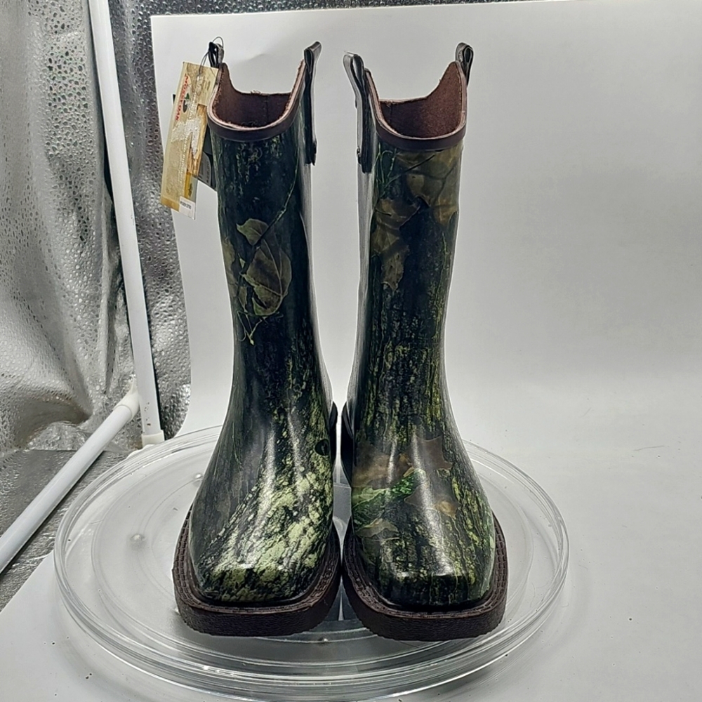 Mossy Oak Kids Camo Rain & Snow Boots - Green/Brown Size 12/13